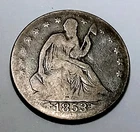 1853 Seated Liberty HALF DOL. 50¢ ARROWS RAYS 90% Silver