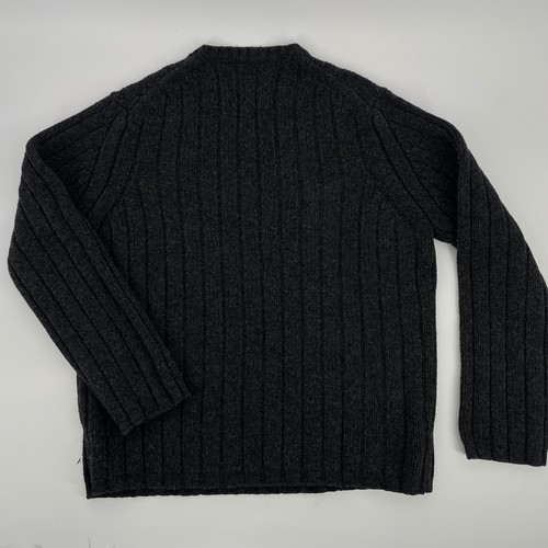 Vintage 90s J.CREW Ruderer Wollpullover Herren L Chunky Ribbed V Neck Fisherman Gray - Bild 9 von 14
