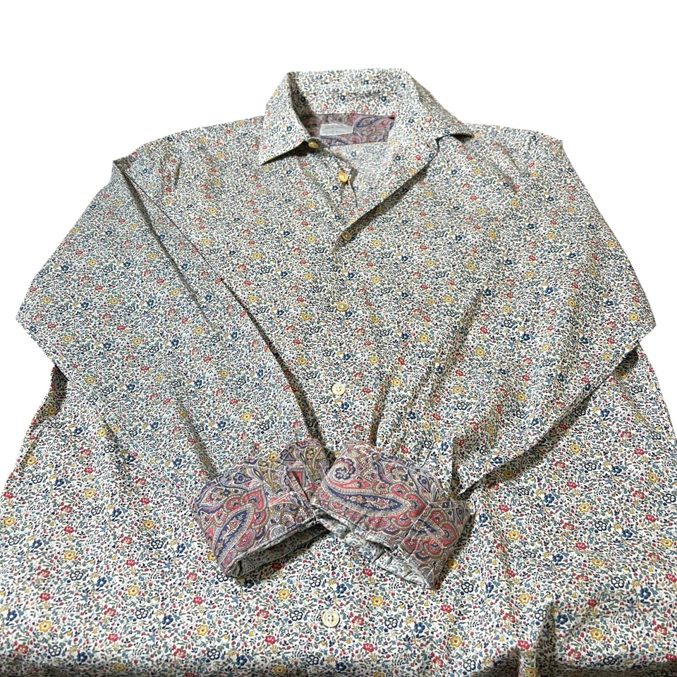 Paul Smith Italian Liberty Print Dress Shirt Floral Paisley Flip Cuff Size 15.5 - Image 4 of 4