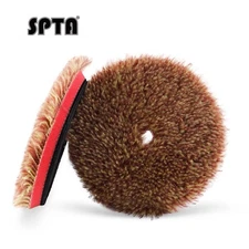 SPTA 1Pc 3/5/6 inch Wool Polishing Pad T140 Brown Red Heavy Cut for Car Polisher