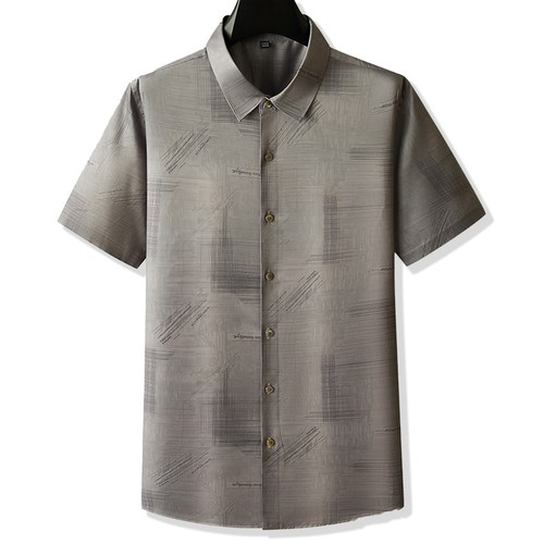 Breathable Short-sleeved Shirt Men Plus-sz Summer Fashion Floral Top Casual Tops - Foto 5 di 20