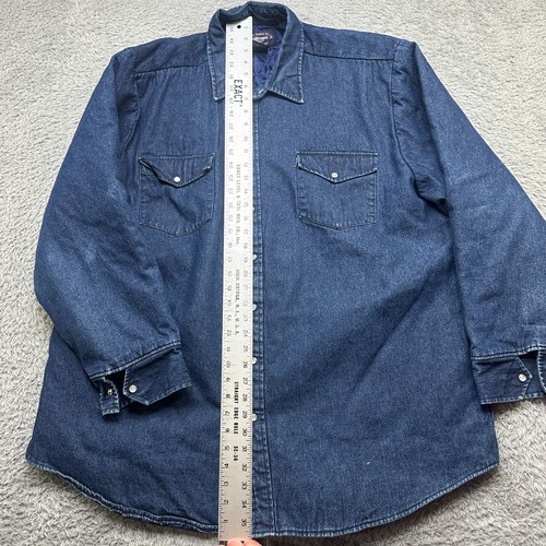 Williams Bay Shacket Mens 3XL Blue Denim Shirt Pearl Snap Quilted Lined Jacket - Picture 8 of 10