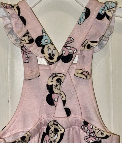 Disney Girls Pink Minnie Mouse Romper Overalls Size 3 - 6 Months Adjustable - Picture 5 of 8