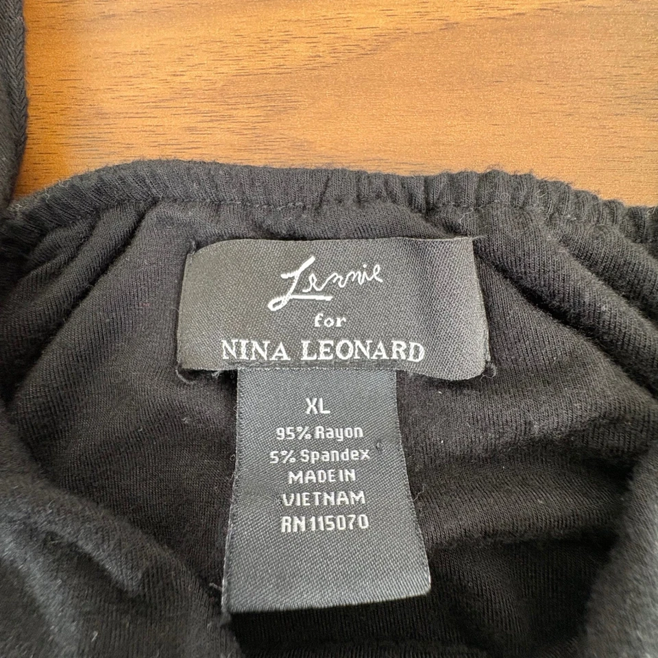 Maxi Vestido Lennie for Nina Leonard XL Negro Dobladillo Alto Sin Mangas Correas con Cuentas Foto 4 de 4