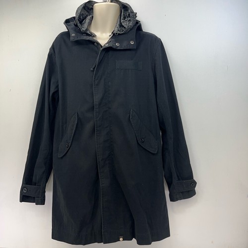 Pretty Green Parka Jacket Men’s Medium Black Hooded Mod Terrence Casual - Picture 4 of 14