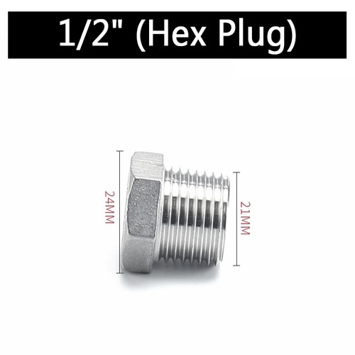 Stainless Steel 304 Pipe Fitting Hexagon Hollow Plug Male Thread 1/4" to 2" - Picture 10 of 15