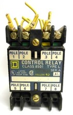 SQUARE D CONTROL RELAY, CLASS 8501, TYPE L0-40, SERIES A AL, 110V 50HZ, 1120V 60