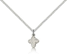 Small Sterling Silver Four Way Cross Necklace Petite Women Girls 18 Chain