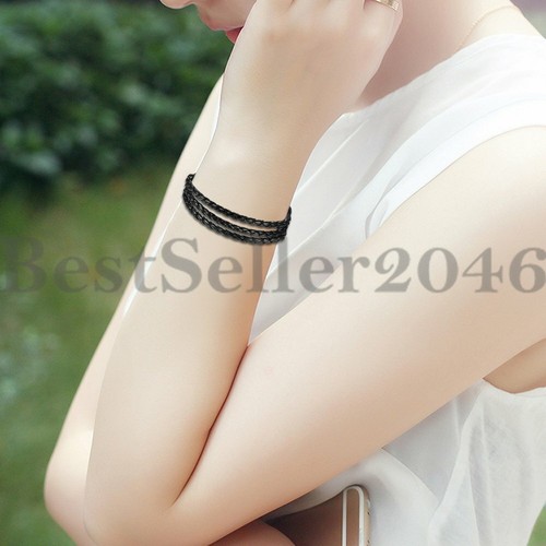 2 Stück Gothic Punk Multilayer Wickel Geflochten Leder Armband Wristband Damen Herren - Bild 3 von 5