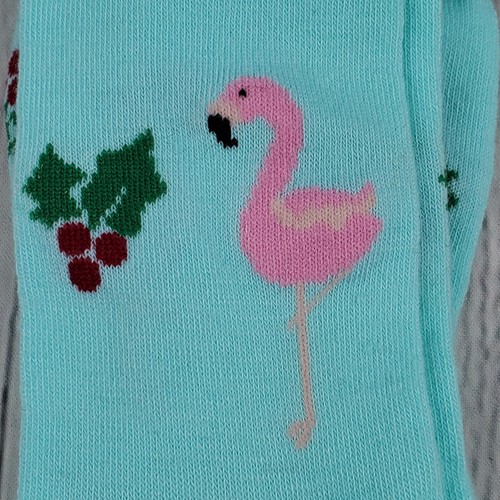 Flamingo mit Weihnachten Stechpalme hässlicher Pullover Erwachsene kniehohe Sockengröße 5-10 - Bild 2 von 5