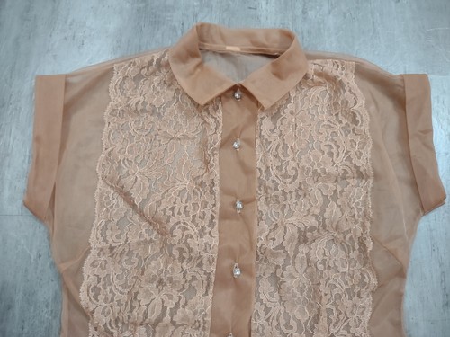 Vintage Women's Strutwear Sheer Lace Nylon Short Sleeve Top Size 32 - Picture 4 of 5