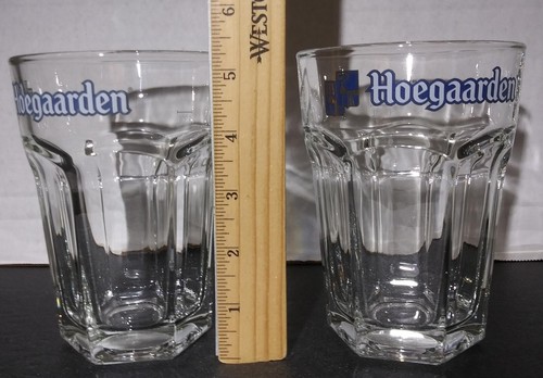 Set of Two Hoegaarden Brewery Belgian Wheat Beer Hexagon 0.33L Glasses 16 FL OZ - Picture 2 of 13