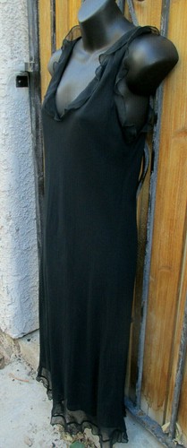 ABS ALLEN SCHWARTZ BLACK RUFFLED CHIFFON Dress SZ 12 NWOT MSRP $200 - Picture 2 of 8