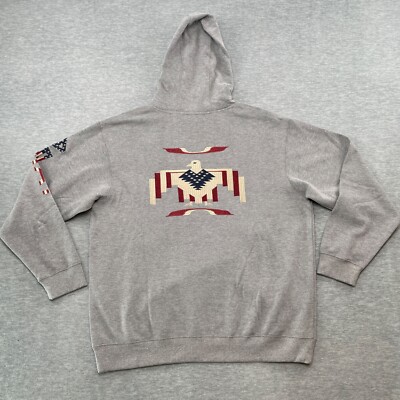 Ariat Hoodie Men M Heather Grey Chimayo Graphic Pullover Eagle USA 10042194