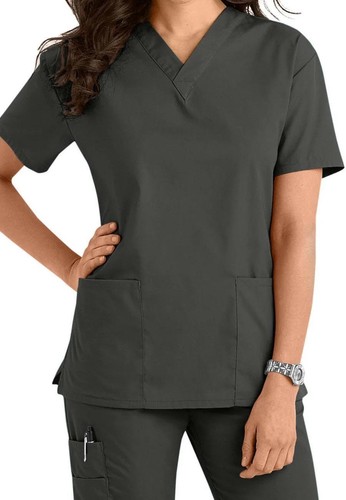 Juegos de exfoliantes uniformes de enfermera médica elásticos unisex cuello en V 4 bolsillos - Imagen 5 de 13