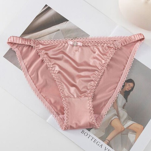 2-teiliges neues Set Damen sexy Satin Höschen Slips niedrige Taille String Bikinis Dessous - Bild 8 von 25