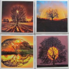 Set of 4 - Ceramic Tile Coaster - Tree Seasons Buy 2 Sets - Get 1 Set Free  1A
