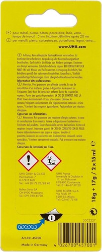 UHU Plus 5 Minuten Universal Zweikomponentenkleber A+B Schnell - 18g+17g - 2x15ml - Bild 2 von 4