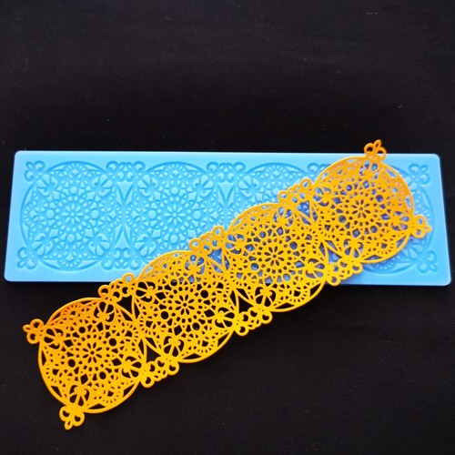 Flower Circle Lace Silicone Fondant Icing Mould Wedding Cake Mold Decoration Mat - Picture 3 of 5