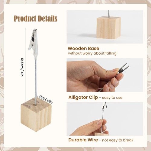 10X Wood Metal Photo Alligator Clip Memo DIY Wires Picture Holder Table Stand - Picture 4 of 9