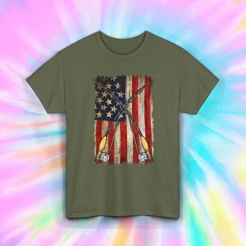 American Flag Fishing Rod Shirt Patriotic Angler Fisherman Gift S-5XL - Imagen 7 de 12