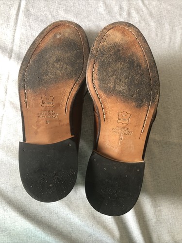 Pronto Uomo Mens Firenze Italy Oxford Dress Shoes Brown Split Toe Leather 19 M - Picture 5 of 7