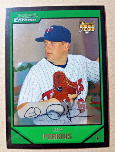 2007 Bowman Draft Picks Glen Perkins Chrome RC & Rare Brown Broder -Read - Picture 2 of 4