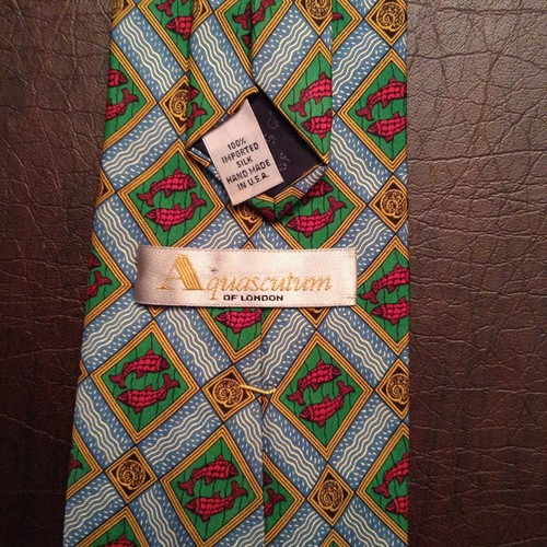 Aquascutum Of London Silk Tie Fish Pisces Aqua Series No. 004 EUC - Picture 5 of 7