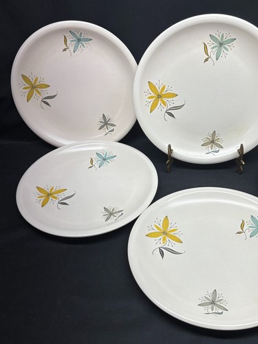 Set of 6 ~ W. S. George "ATOMIC FLOWERS" Dinner Plates ~ 10 3/8" - Picture 8 of 12