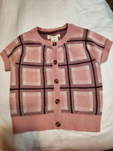 HAPPILY GREY Little Girls Sweater Set W/Skirt Pink/Gray Plaid 2 Piece. Size 4. - Picture 4 of 13