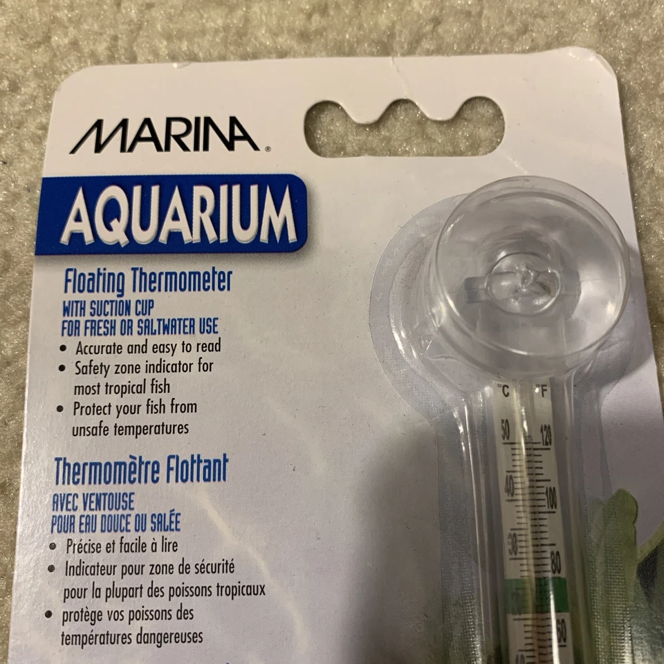 Marina Aquarium Floating Thermometer Suction Cup Fresh Saltwater Use Hagen 11201 - Image 2 of 4