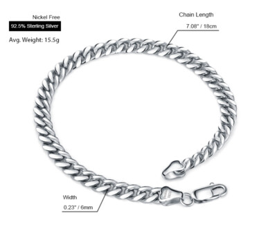 アクセサリー SILVER925 HEAVY WEIGHT CHAIN BRACELET Solid Heavy 925 Sterling Silver Curb Cuban Chain Bracelet