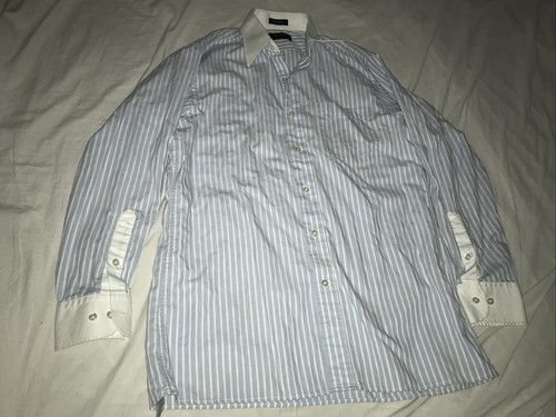 Nina Ricci Longsleeve Blue White Shirt Size 15/33 - Picture 3 of 12
