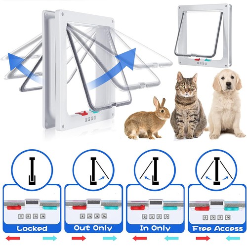 4-Way Pet Dog Cat Safe Lockable Locking Door Brushy Flap Door Screen S-XL Sizes - Picture 3 of 16
