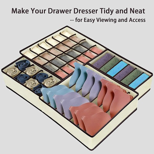 4 Pcs Underwear Organizer Foldable Closet Tie Bra Cabinet Drawer Dresser Storage - Picture 14 of 24