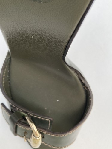 Gucci Open Toe Heels dark Green Ankle Strap Gold Hardware 4 inch Heel size 6B - Picture 18 of 20