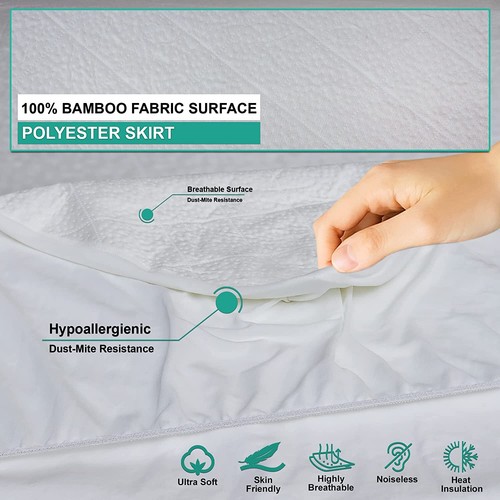 HIGH LIVING Bamboo Mattress Cover 100% Waterproof Anti Allergy - Picture 4 of 8