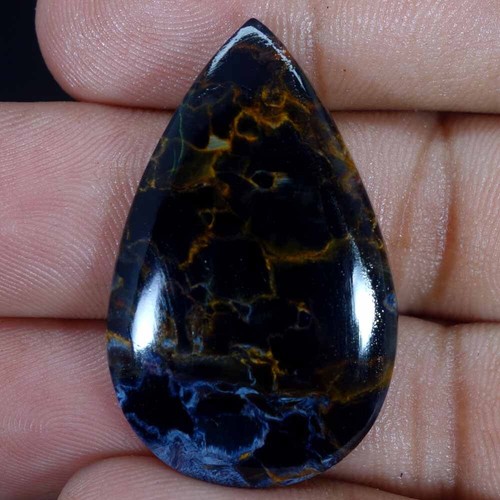 ECCELLENTE PERA OVALE CABOCHON A+ PIETRA PREZIOSA SFUSA 100% NATURALE BLU PIETERSITE - Foto 72 di 121