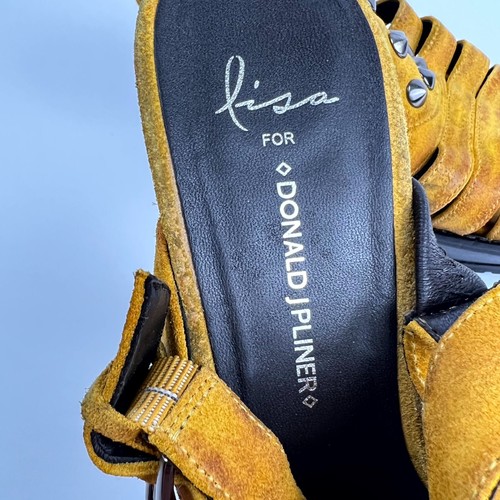LISA FOR DONALD J. PLINER Isra Suede Women’s 9.5 Studded Yellow Stiletto Heel - Picture 6 of 19