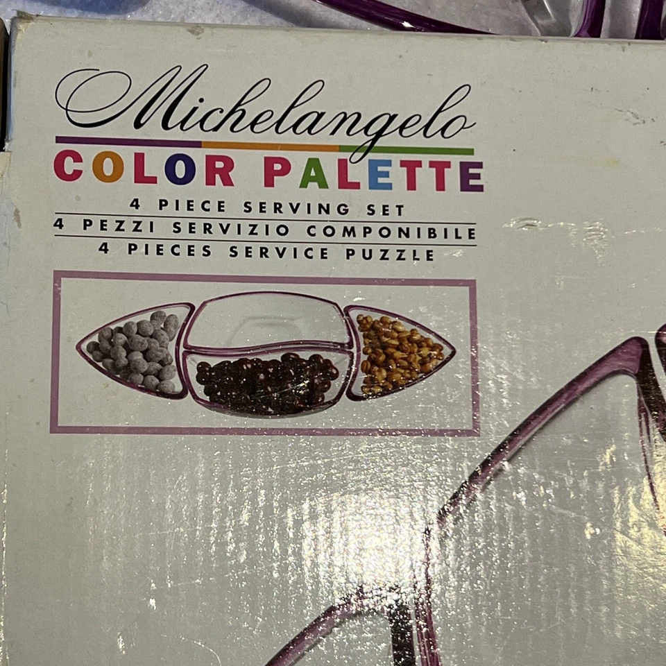 Juego de 4 platos seccionales para servir Luigi Bormioli vidrio amatista transparente Italia Foto 4 de 4