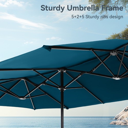 13FT Patio Twin Umbrella Double-sided Market Outdoor Garden Sun Shade Parasol - Picture 5 of 7