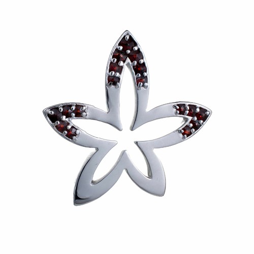 Bohemian Garnet Sterling Silver Flower Brooch - Bild 1 von 5