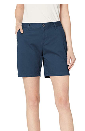 Essentials Damen 7" Schrittlänge solide Chino Shorts, marineblau, 18 - Bild 1 von 4
