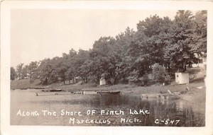 rppc marcellus postcard michigan mi lake real finch d7 boats scene