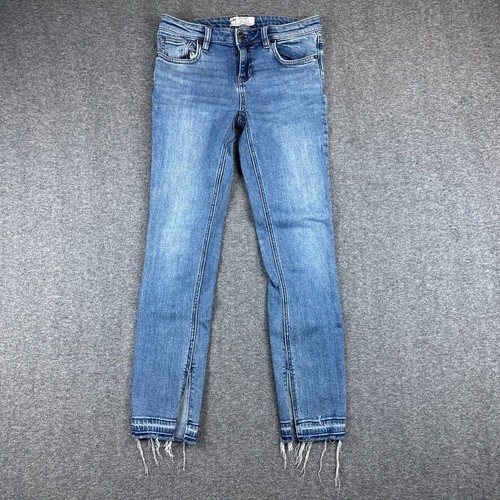 Free People Jeans Womens 27 Blue Straight Split Release Hem Light Wash Denim