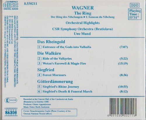 C.D.MUSIC   K049  WAGNER  THE RING   ORCHESTRAL HIGHLIGHTS - Bild 2 von 3