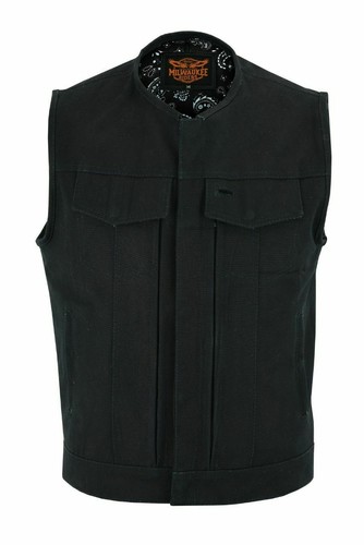 Lona de motocicleta para hombre Blk White Paisley Liner Chaleco sin cuello 1 panel trasero Nuevo - Imagen 5 de 6