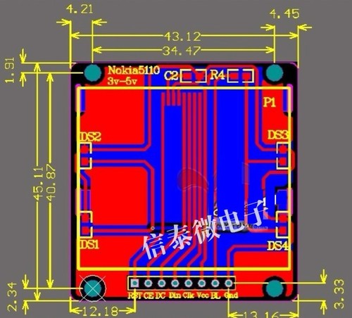 84x48 Nokia LCD Modul blaue Hintergrundbeleuchtung Adapter PCB Nokia 5110 LCD für Arduino K9 - Bild 2 von 4
