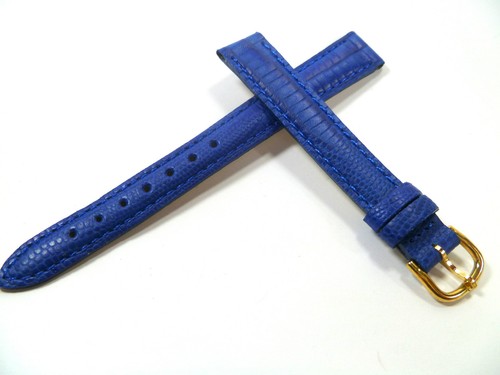 12 MM Blue Watch Strap Lizard Embossing Watch Band Leather 1214 - Picture 1 of 2