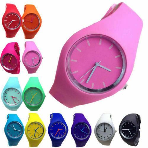 Neu Damen Weiches Gelee Silikon Band Quarz Sport Mädchen Kinder Armbanduhr - Bild 24 von 26